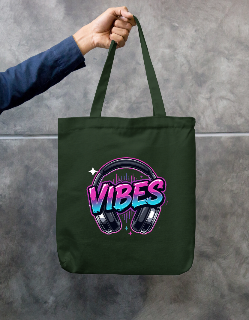 Neon Vibes Headphones Music Graphic Zipper Tote Bag Zipper Tote Bag by SeJaa_Studio