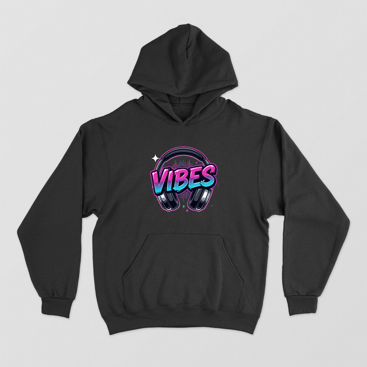 Neon Vibes Headphones Music Graphic Hoodie Unisex Hoodie by SeJaa_Studio