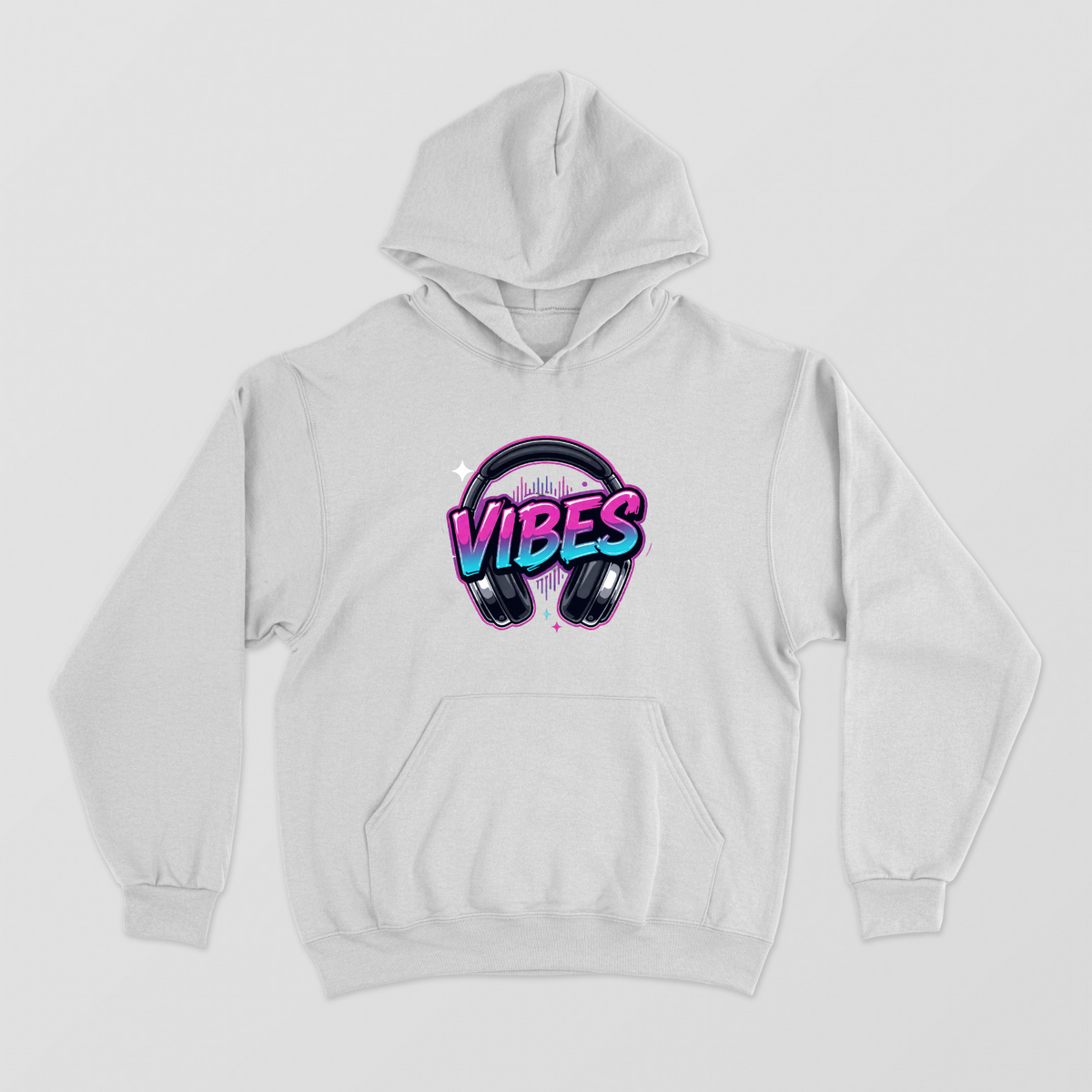 Neon Vibes Headphones Music Graphic Hoodie Unisex Hoodie by SeJaa_Studio