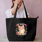 "Be Happy Be You Be Kind" Floral Corgi Canvas Tote Bag Everyday Large Tote Bag by SeJaa_Studio