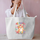 "Be Happy Be You Be Kind" Floral Corgi Canvas Tote Bag Everyday Large Tote Bag by SeJaa_Studio