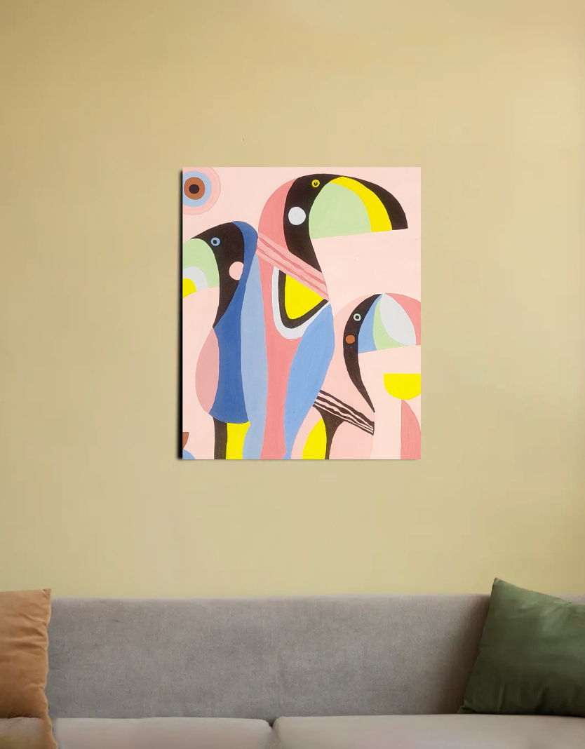 Harmony of Colourful Birds 16"x20" Canvas Poster by @the_art_nook0001