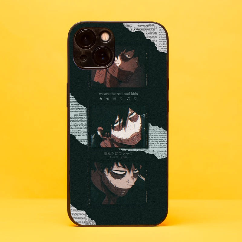 Elevate your iPhone and OnePlus with our glass phone cover featuring the fiery villain Dabi from My Hero Academia, depicted from three different angles. Crafted for durability and aesthetics, this captivating design showcases the enigmatic character in all his glory. Perfect for My Hero Academia fans, embrace the world of heroes and villains with this unique and powerful glass phone cover. Shop now and carry Dabi's essence with you!