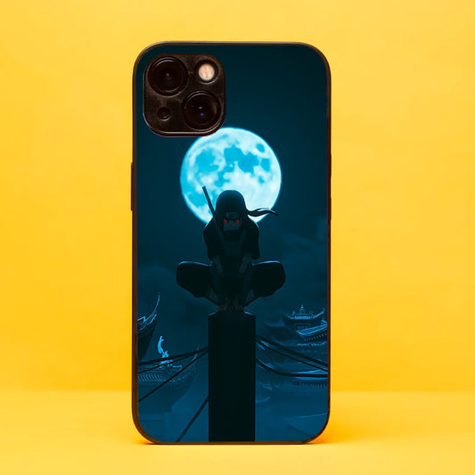 Iphone Itachi Pose Blue Glass Phone Case