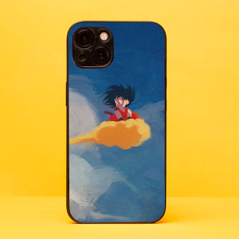 Kid Goku with Nimbus Glass iPhone Case