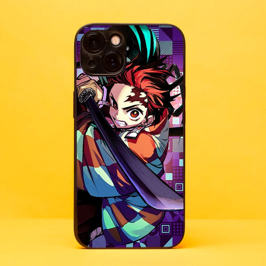 Protect your iPhone and OnePlus in style with our glass phone cover featuring Tanjiro in fierce attack mode from Demon Slayer. Crafted for durability and inspired by the anime's essence, this cover showcases the young demon slayer's courage. Elevate your phone's look and express your love for Demon Slayer with this striking glass phone cover. Shop now and unleash your inner demon slayer!