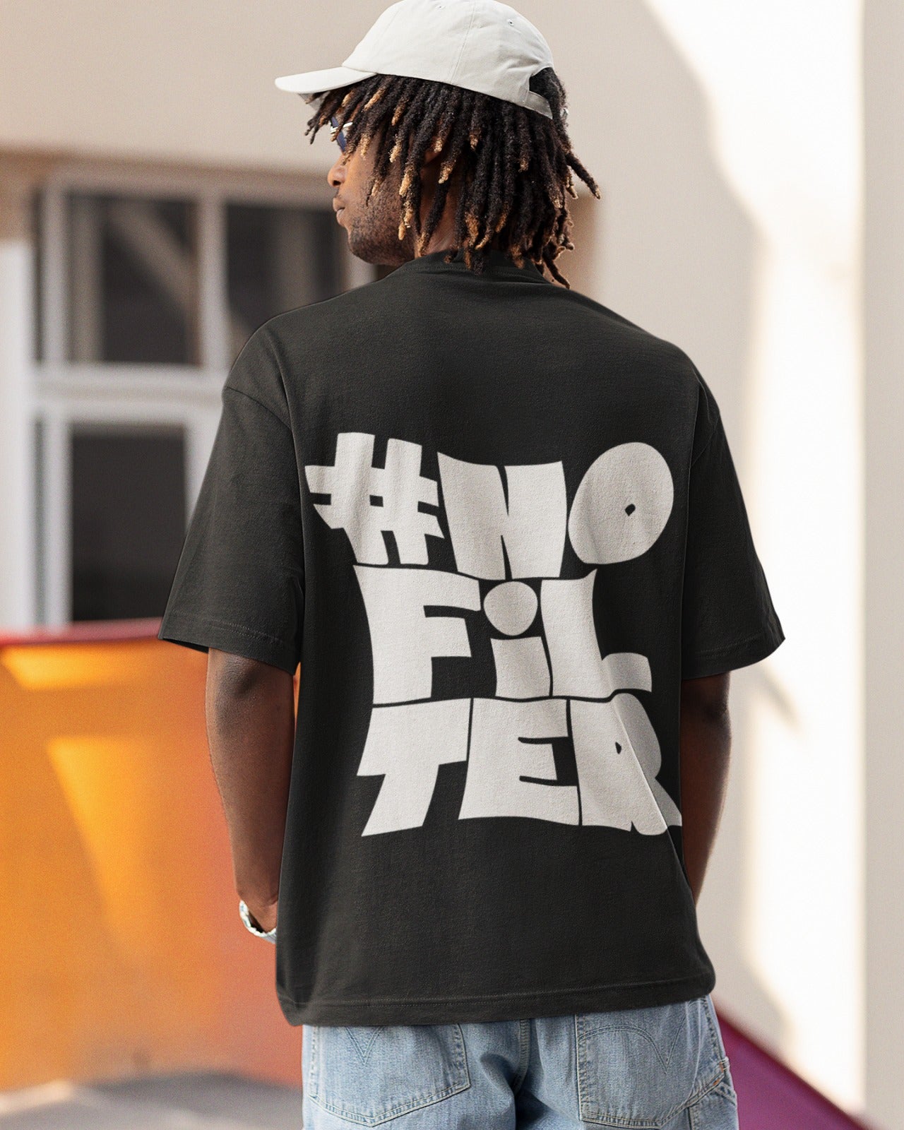 Elevate your style with our Premium Black Oversized T-Shirt, featuring a bold and impactful statement on the back - #NOFILTER. In big, white letters that cover the entire back, this tee is a celebration of authenticity and self-expression. Crafted with attention to detail, it's not just an accessory; it's a declaration of self-confidence. Wear it proudly and let your true self shine. Order yours today and make a statement with unwavering confidence.