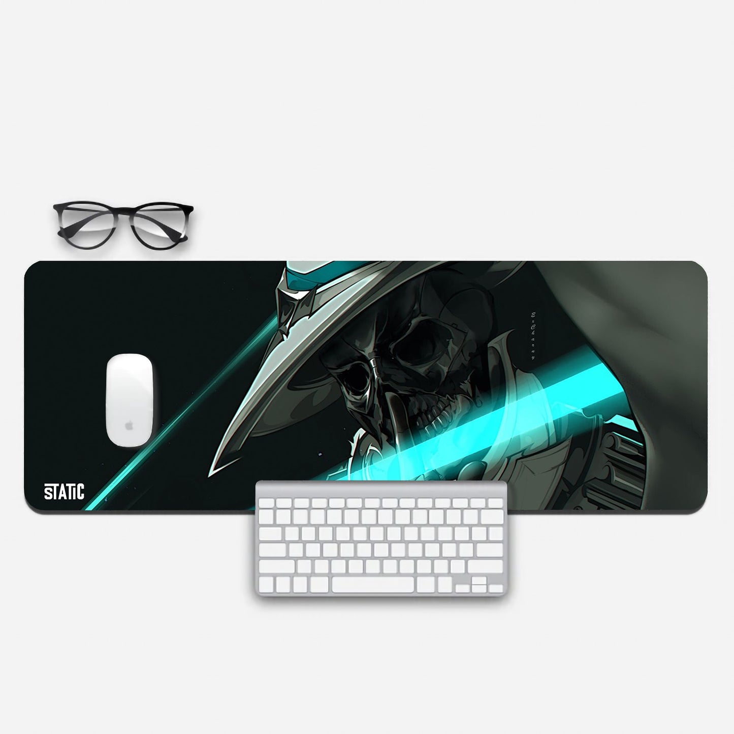 Level up your gaming with our Extended Gaming Mouse Pad showcasing Cipher from Valorant. This striking design features Cipher's face set against a sea green backdrop, creating a visually stunning gaming experience. Sized at 800x300mm, it offers precision and comfort. Built for durability, it's perfect for all gamers. Elevate your gameplay and style with this premium mouse pad. Get yours now!
