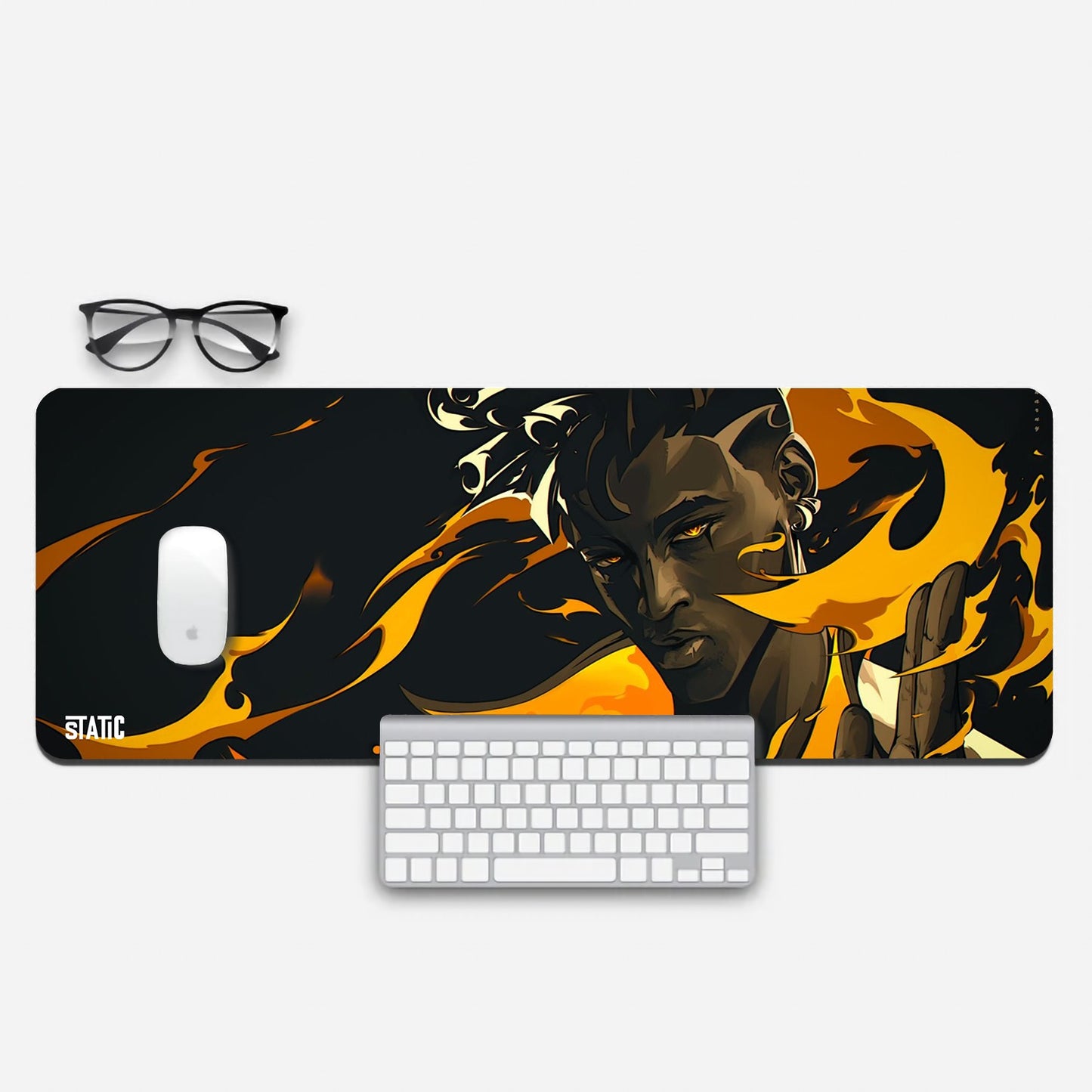 Elevate your gaming experience with our Extended Gaming Mouse Pad showcasing Phoenix from Valorant, engulfed in blazing amber flames with fiery eyes aglow. This 800x300mm pad offers precision and style, ensuring you dominate your matches. Immerse yourself in the Valorant universe, boost your gameplay, and set your desk ablaze with Phoenix's fiery spirit. Get yours now and ignite your victories!