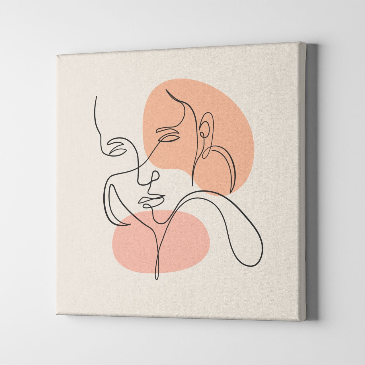 Aesthetics facial line art Canvas Poster On Wooden Frame