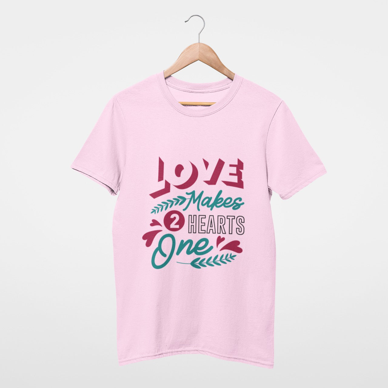 Love makes 2 hearts one T-shirt