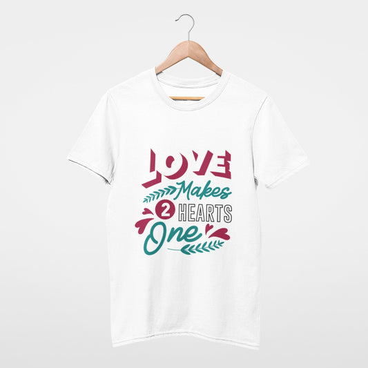 Love makes 2 hearts one T-shirt