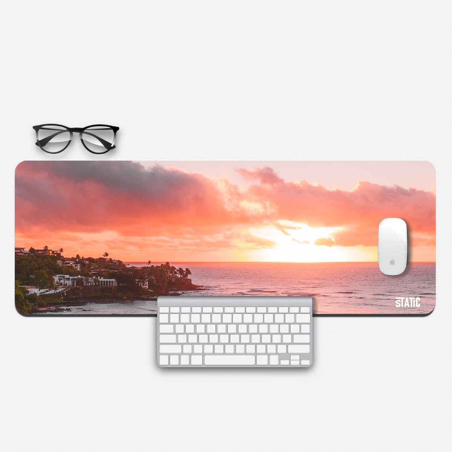 coastal town horizon sunset Aesthetic Extended Mouse Pad