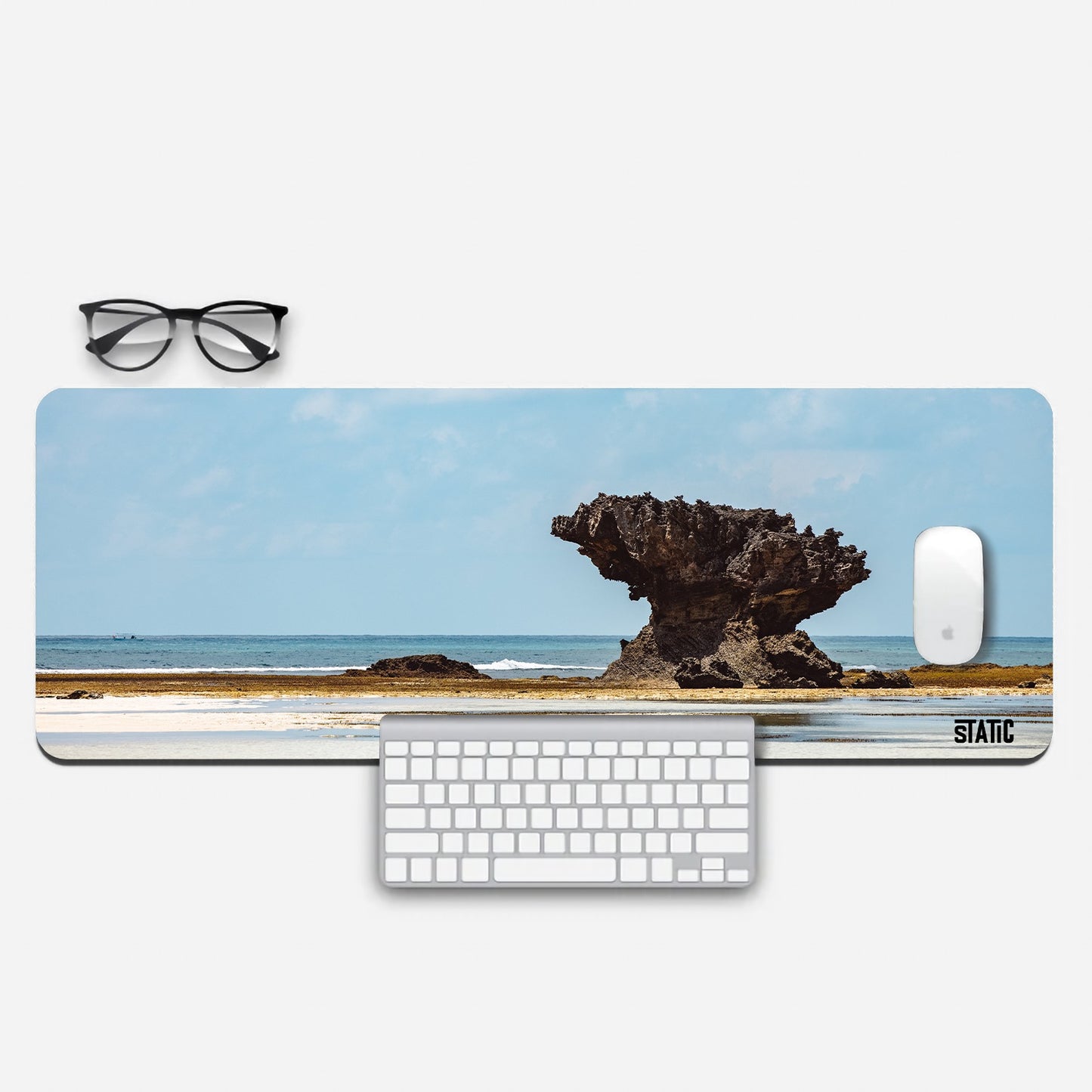 Aesthetic lone beach rock Gaming Pad