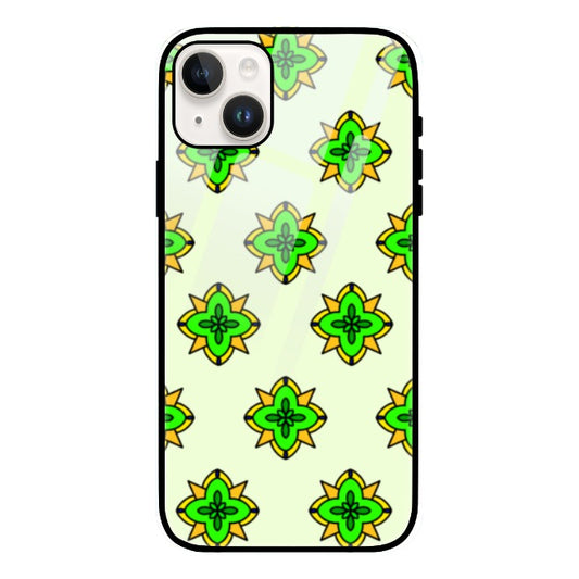 Aesthetic geometric green pattern Glass Phone Case by @fromparticletowave