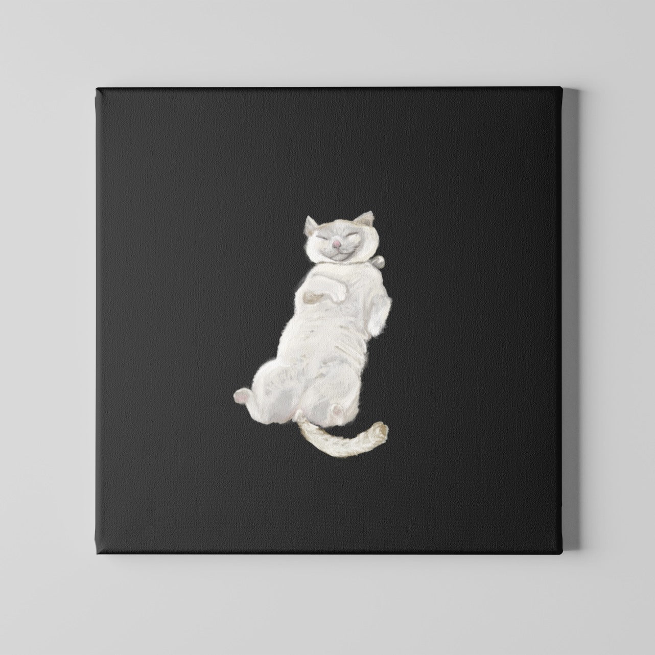 Sleeping white cat Canvas Poster On Wooden Frame by @artsy_innerself