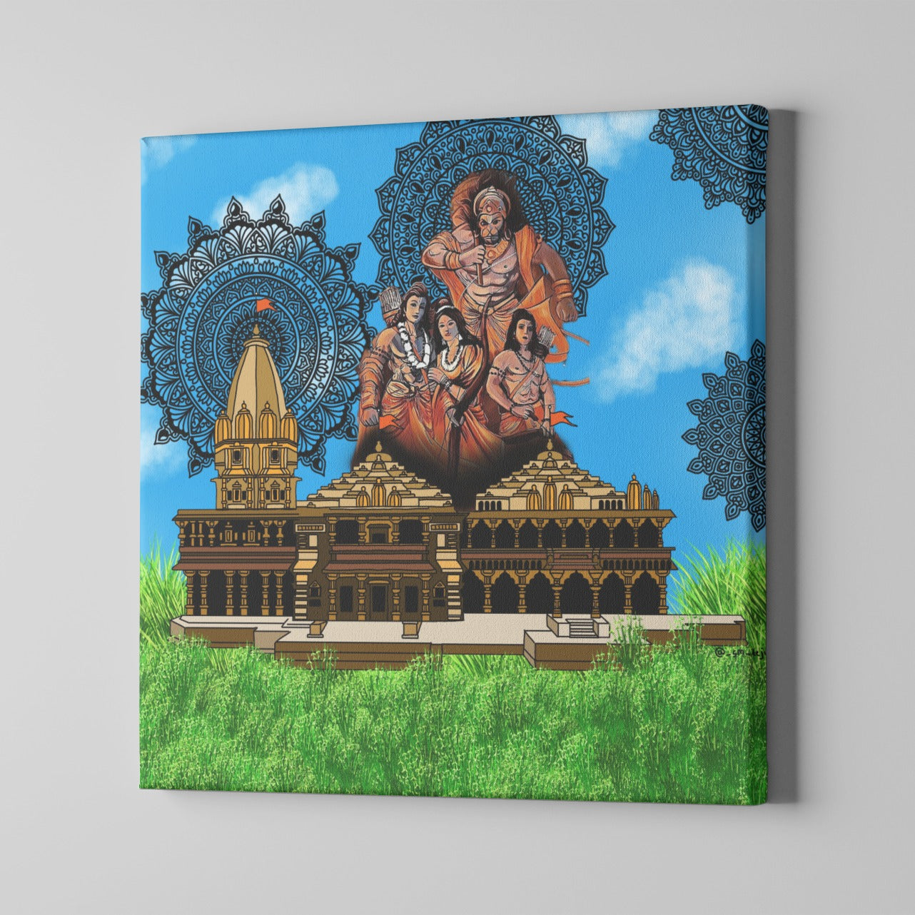 Bhavya Ram Mandir Canvas Poster On Wooden Frame by @_sm_teju_
