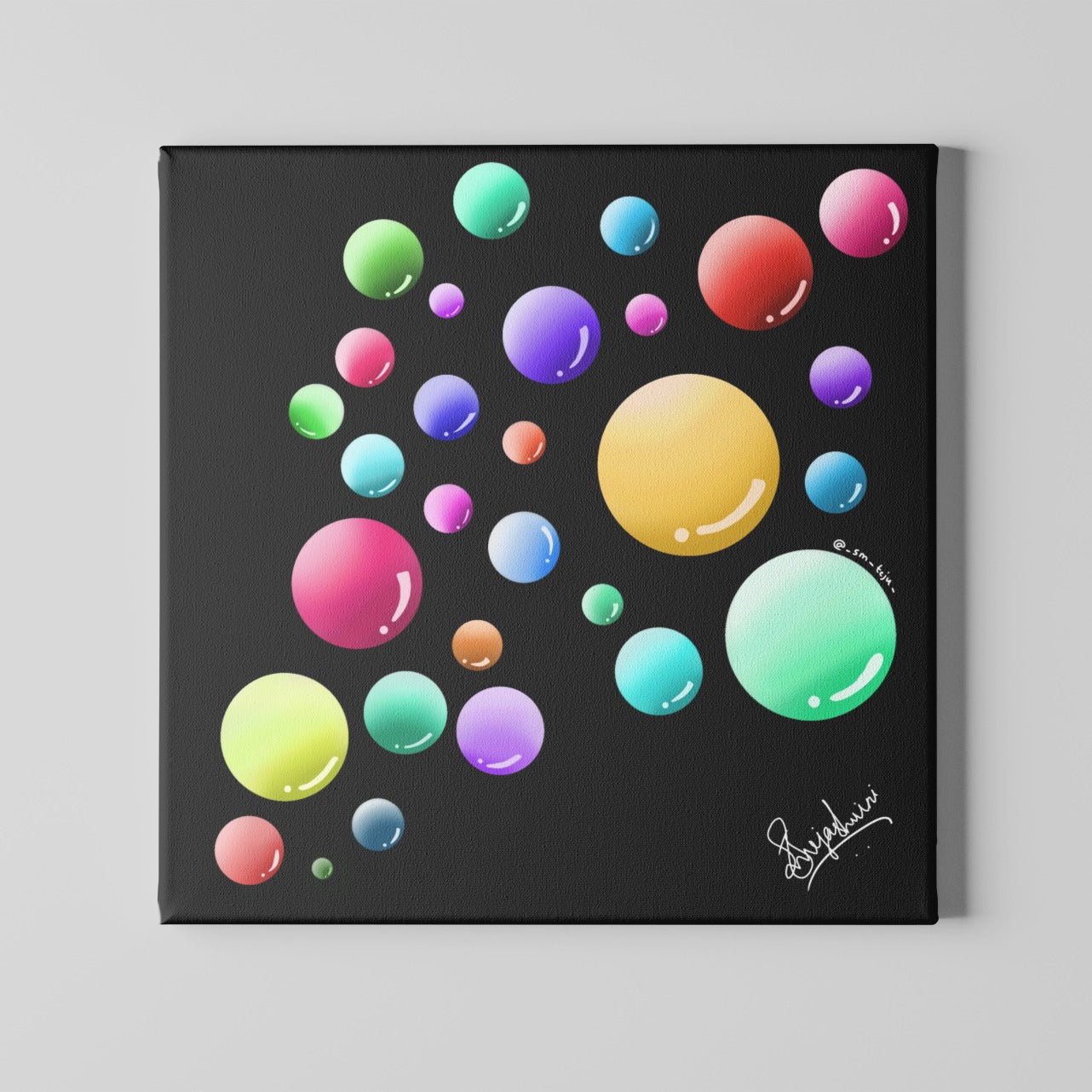 Aesthetic Multicolor Bubbles Canvas Poster On Wooden Frame by @_sm_teju_