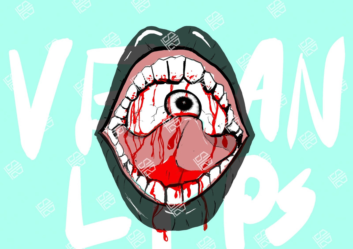 Vegan Lips graffiti Acrylic Poster by @Bisky_t