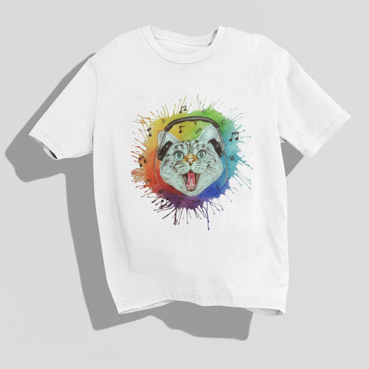 Happy DJ Cat Oversized white T-shirt by @tista_art_therapy