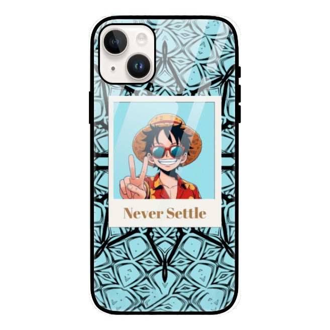 Never Settle with Luffy Glass Phone Case by @_spooky_pencil _