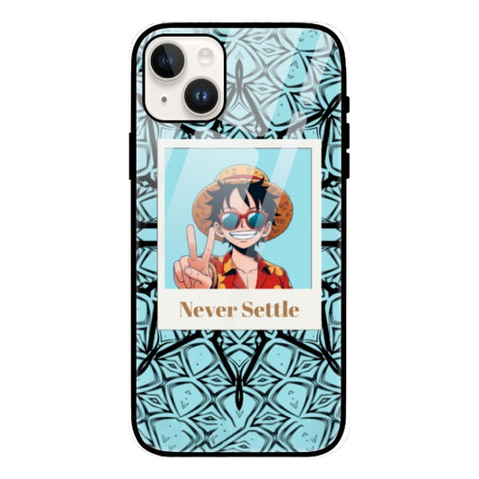 Never Settle with Luffy Glass Phone Case by @_spooky_pencil _