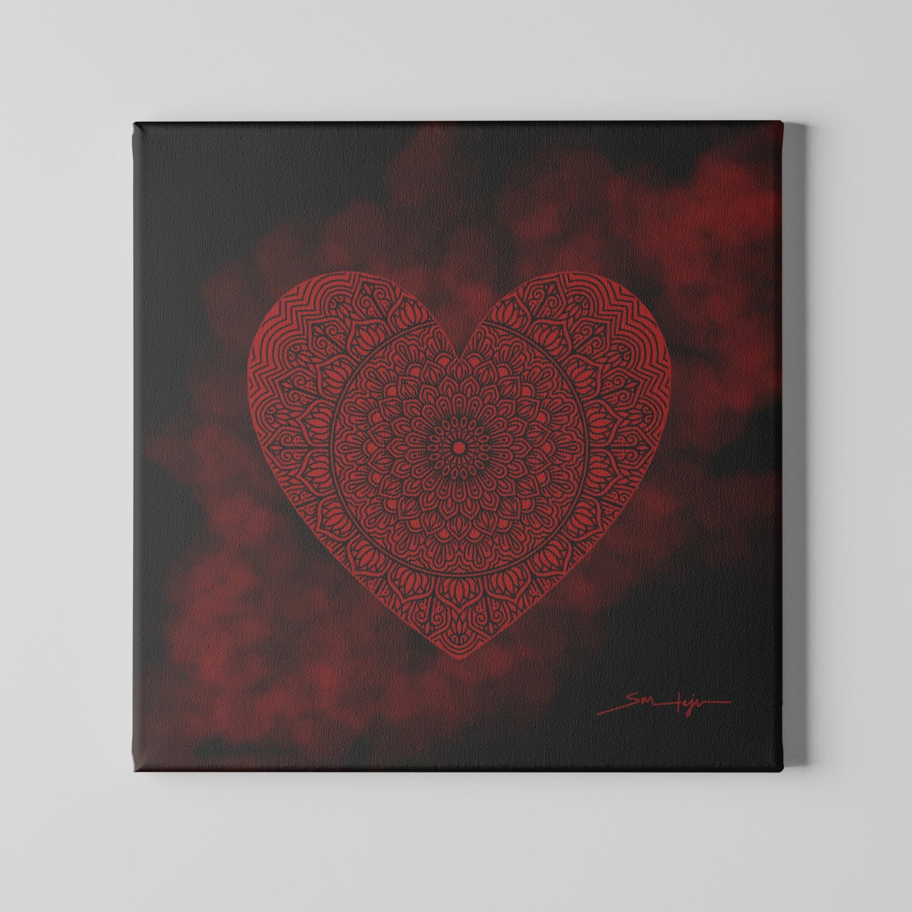 Aesthetic Heart Mandala Art Canvas Print by @_sm_teju_