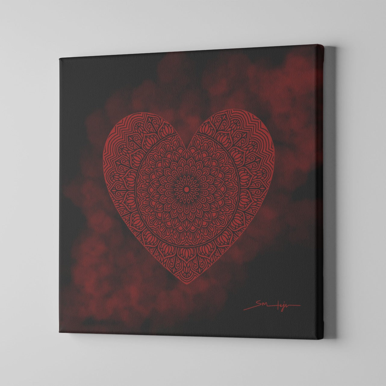 Aesthetic Heart Mandala Art Canvas Print by @_sm_teju_