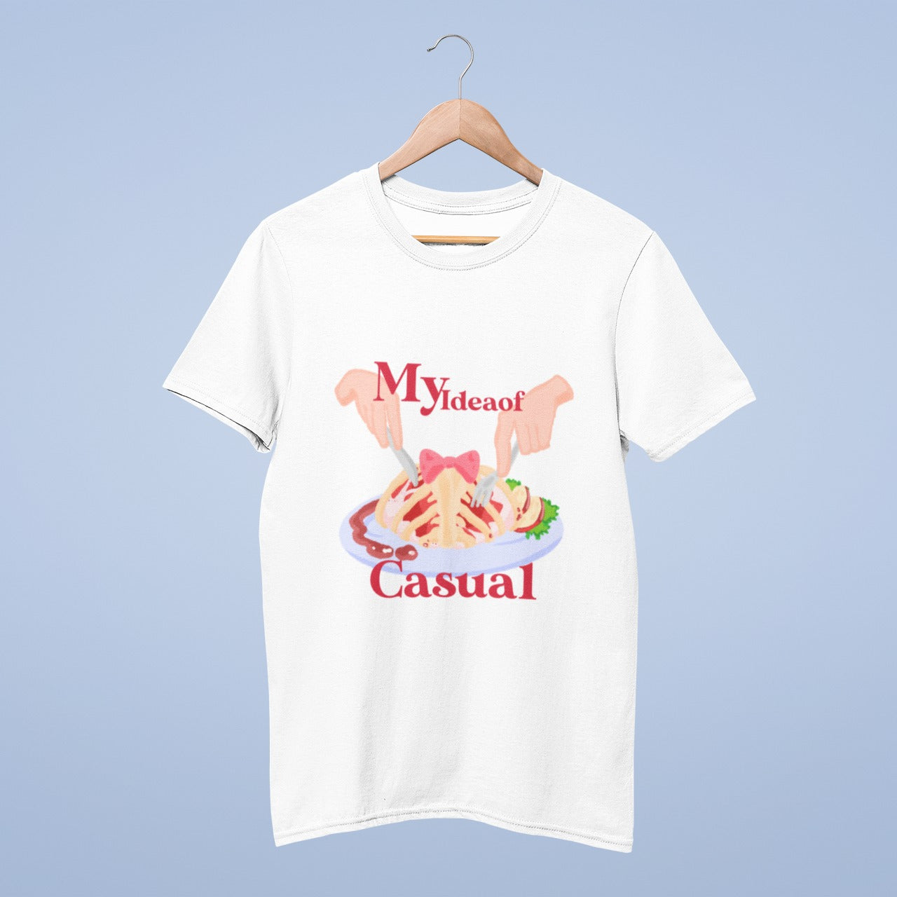 My idea of casual meal white T-shirt from @kafkaesqian