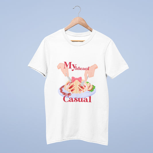 My idea of casual meal white T-shirt from @kafkaesqian