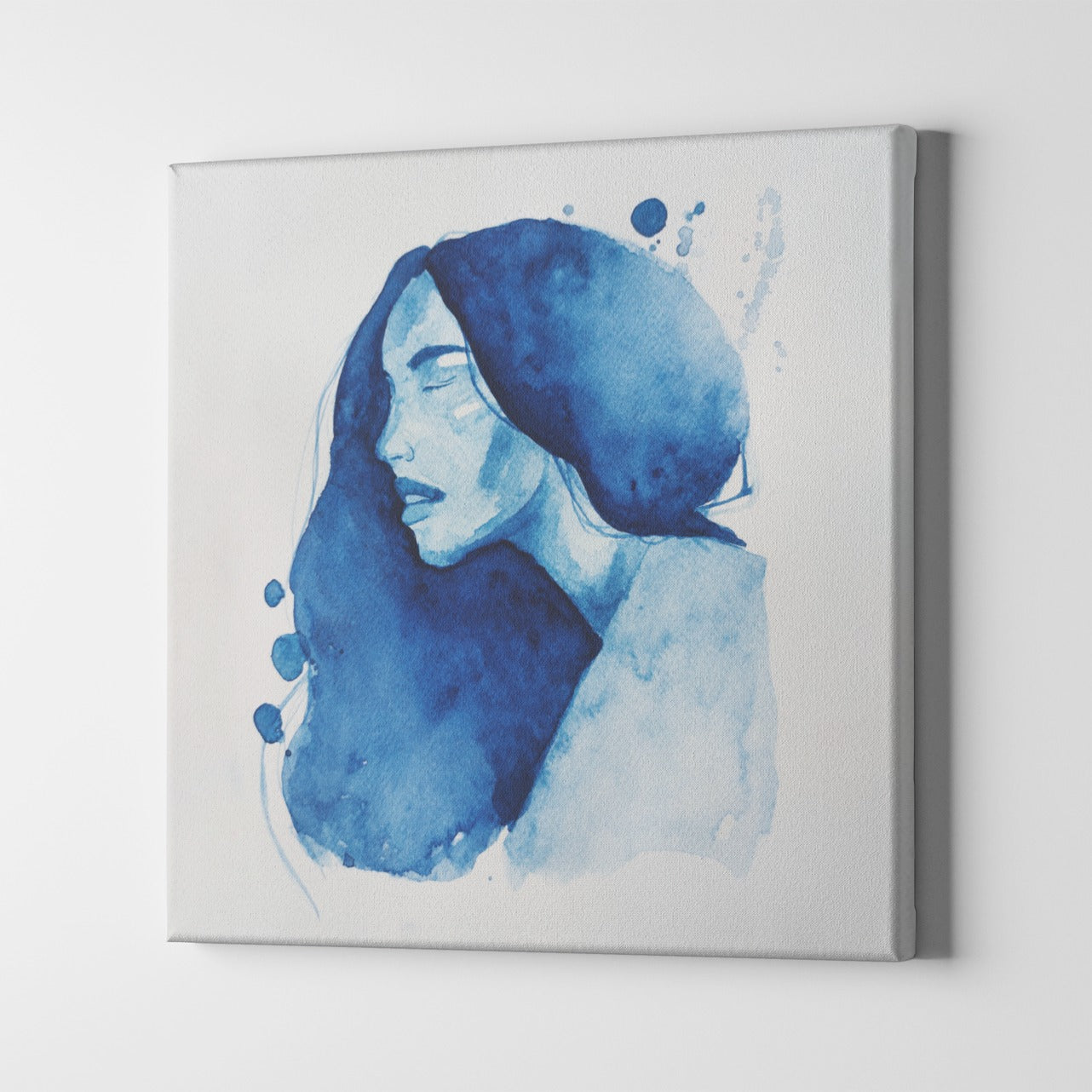 Calm woman blue watercolour Canvas Print by @anshika.creates