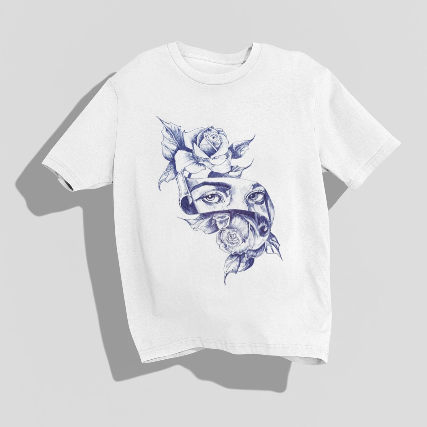 Eyes & Roses pen sketch Oversized T-shirt by @supriyas_art_