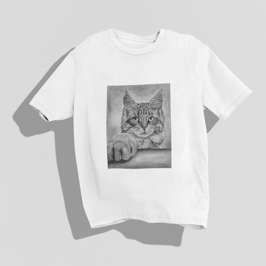 Cute cat pencil sketch Oversized T-shirt by @supriyas_art_