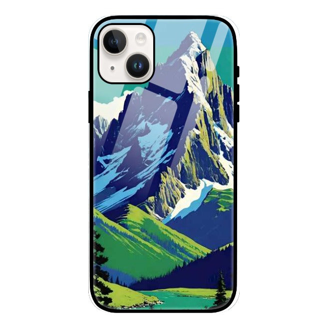 Snow clad Mountain Glass Phone Case by @planetgreen0000