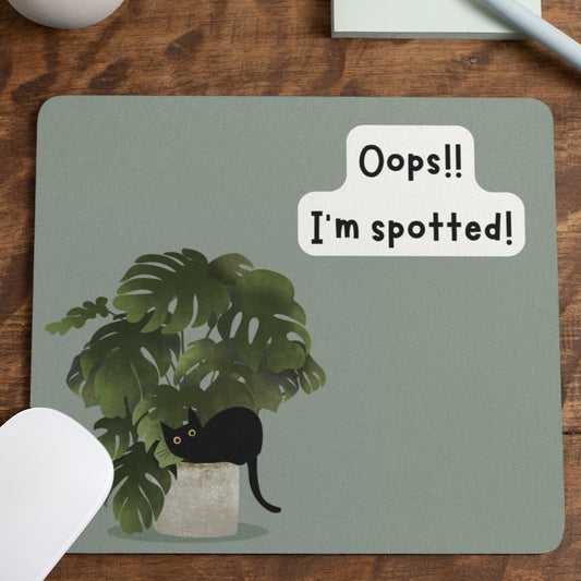 Hiding Black cat Mouse Pad by @pa3print