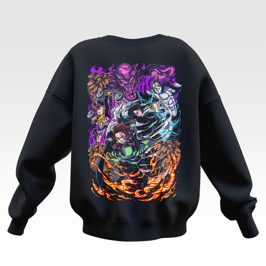 Tanjiro vs Upper Moons Demon Slayer Oversized Sweatshirt - Unisex