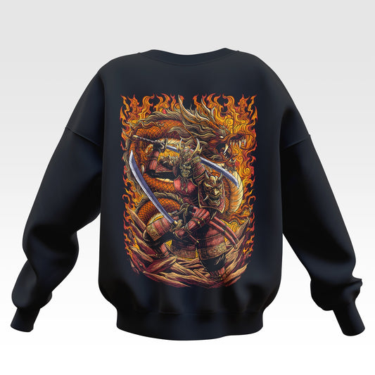 Fire Dragon Samurai Oversized Sweatshirt - Unisex