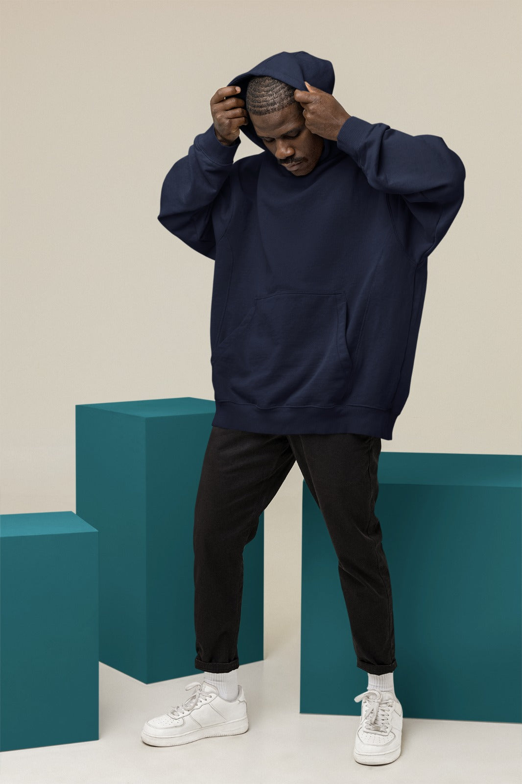 Navy Blue Oversized Hoodie || Essentials