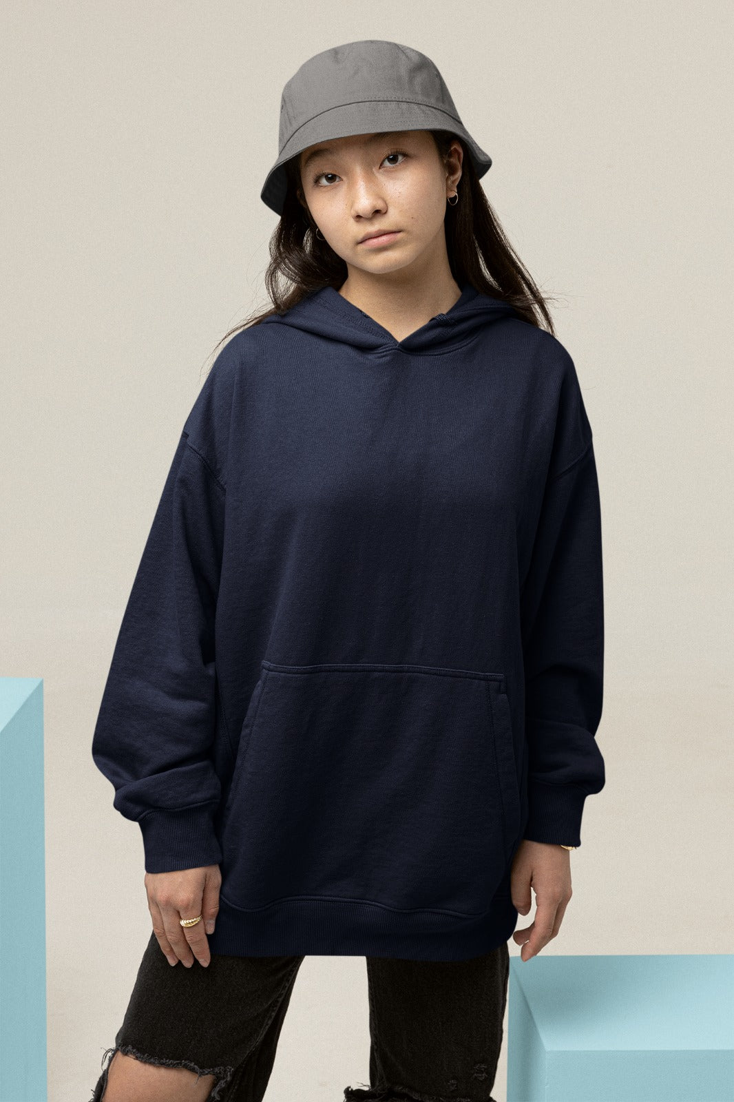 Navy Blue Oversized Hoodie || Essentials