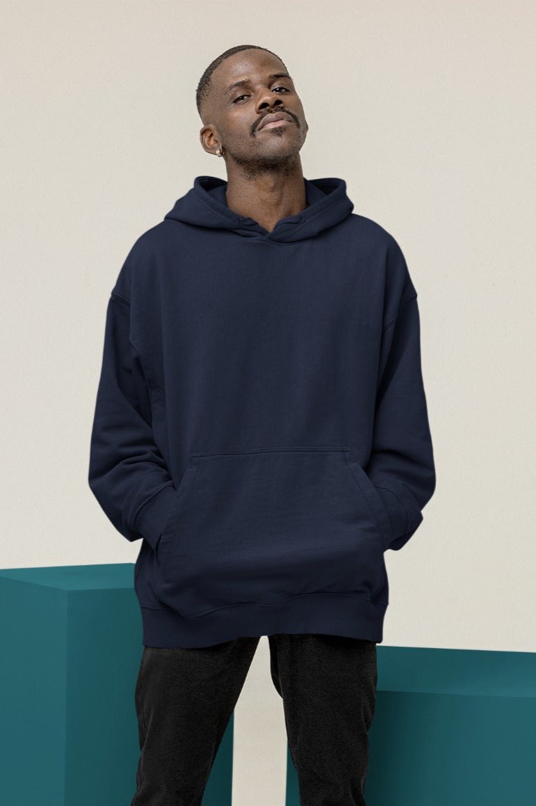 Navy Blue Oversized Hoodie || Essentials