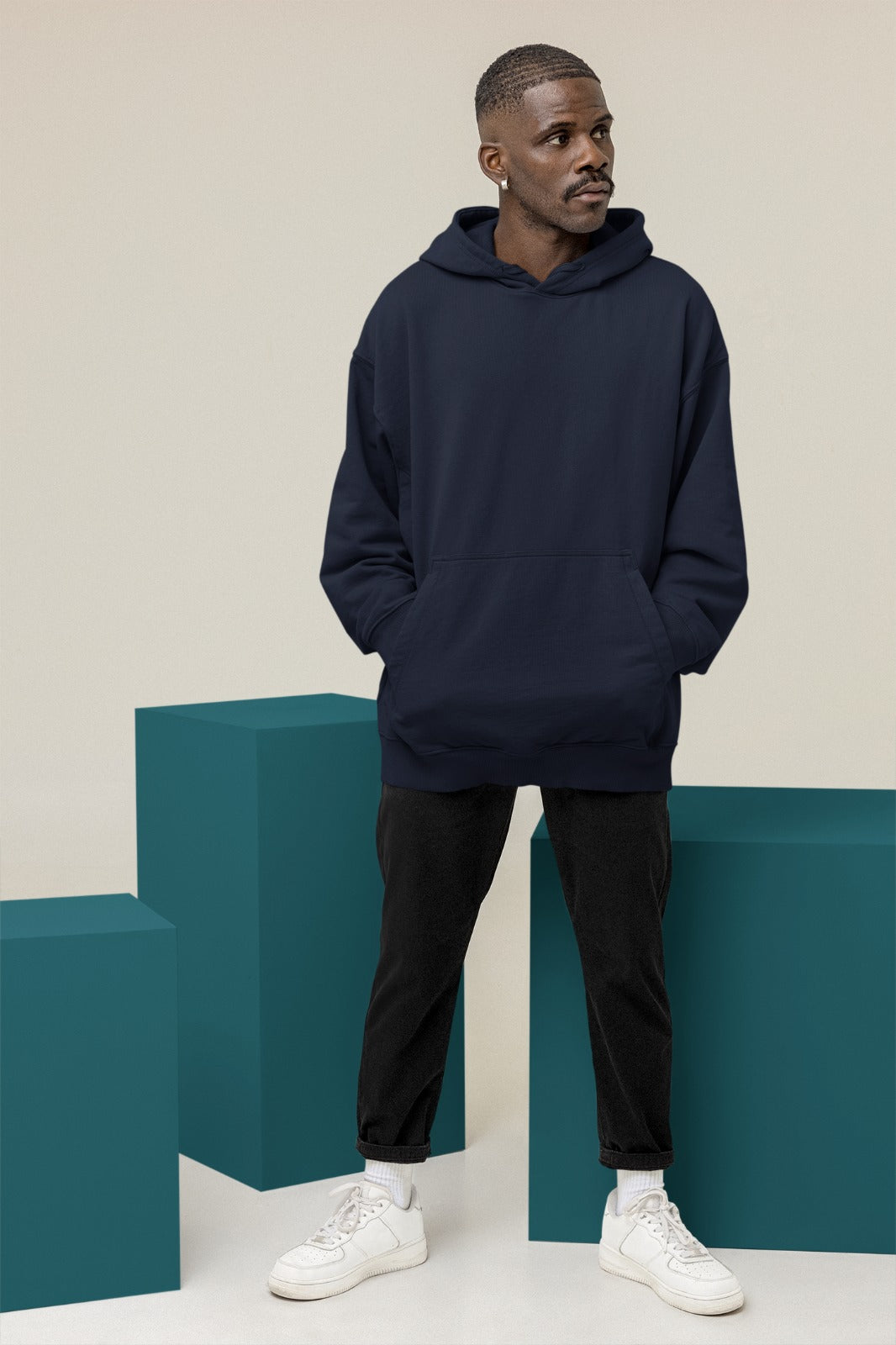 Navy Blue Oversized Hoodie || Essentials