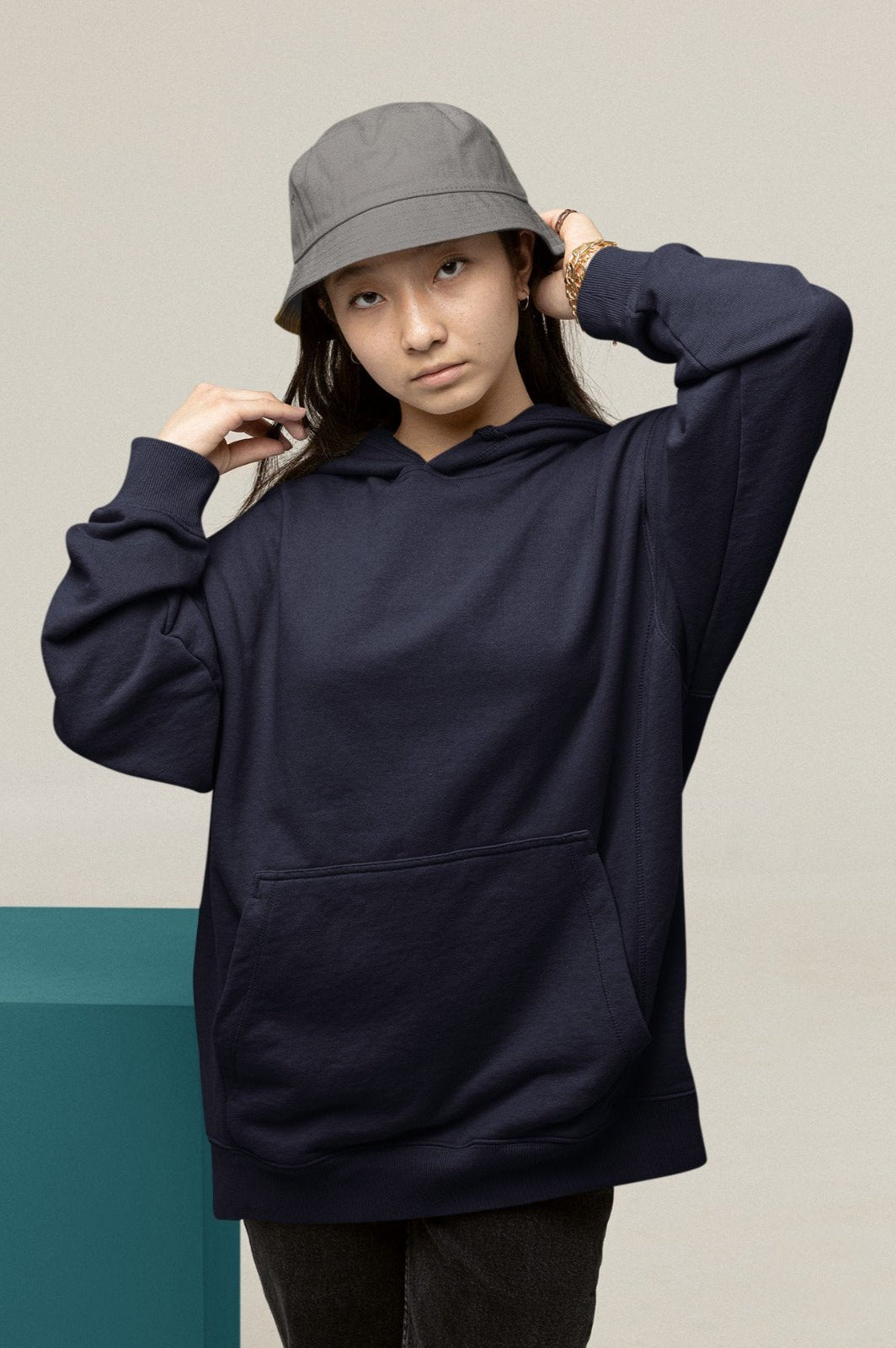 Navy Blue Oversized Hoodie || Essentials