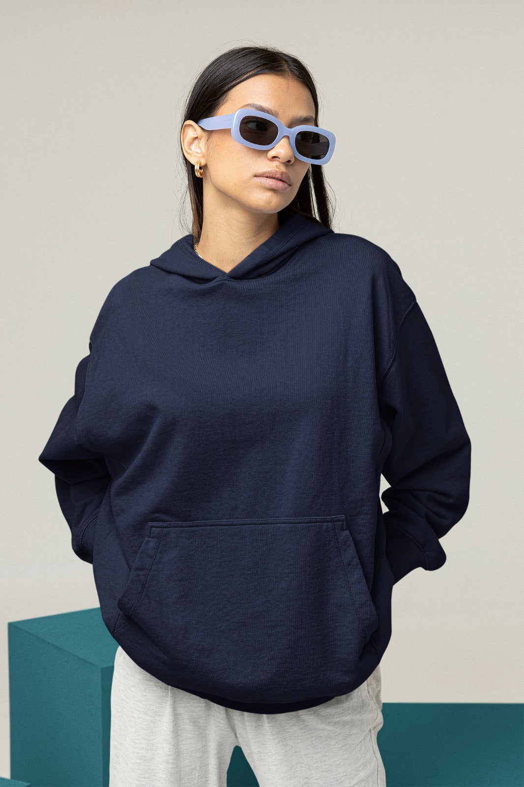 Navy Blue Oversized Hoodie || Essentials