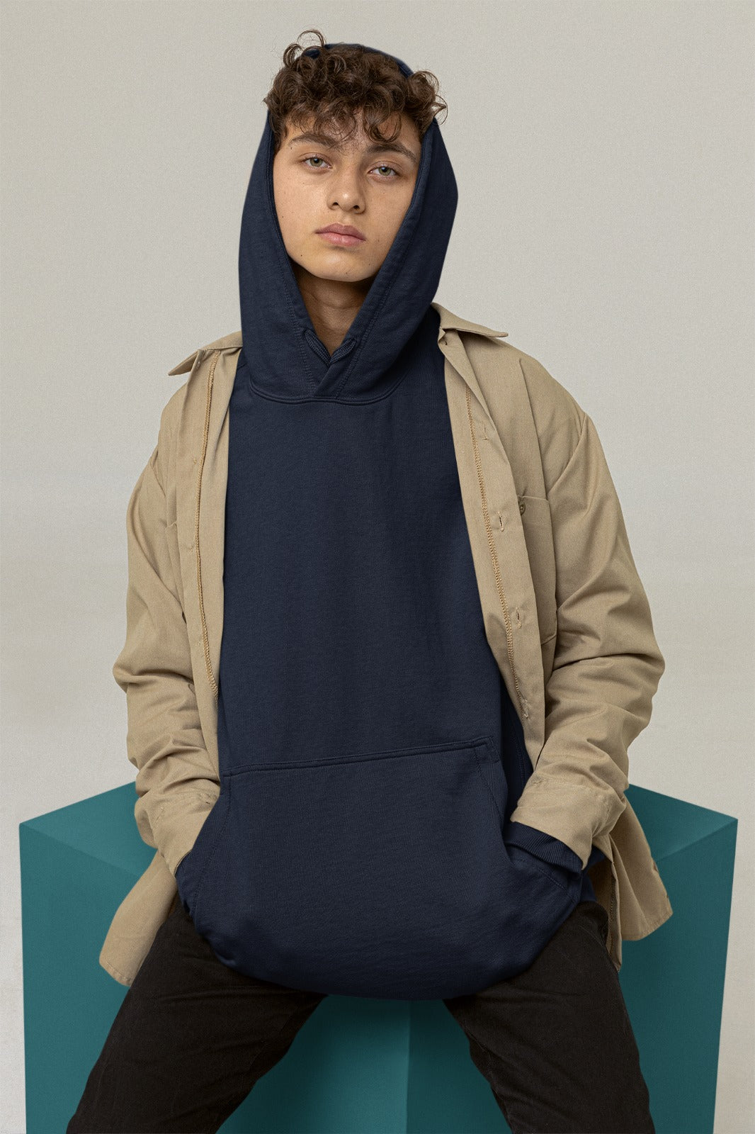 Navy Blue Oversized Hoodie || Essentials