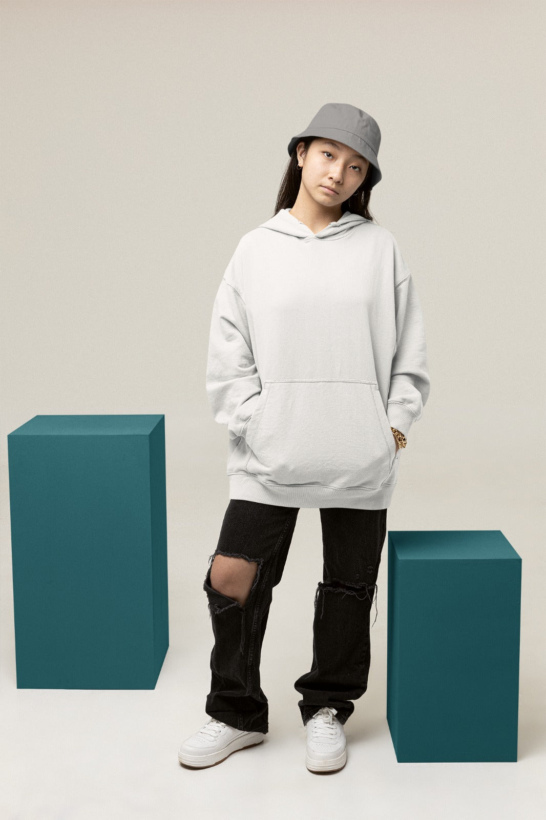 White Oversized Hoodie || Essentials