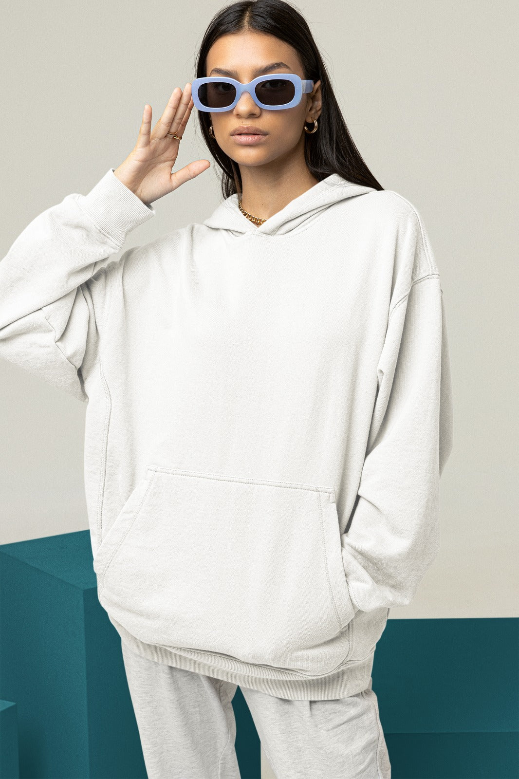 White Oversized Hoodie || Essentials