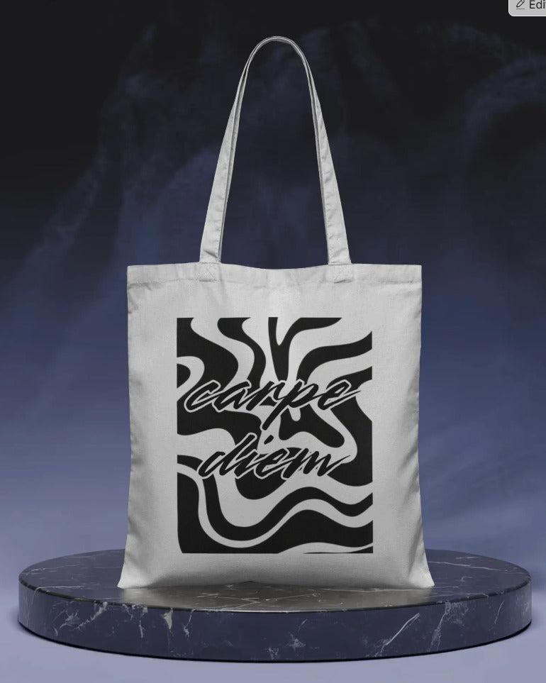 Carpe Diem Tote Bag With Zipper by @pa3print