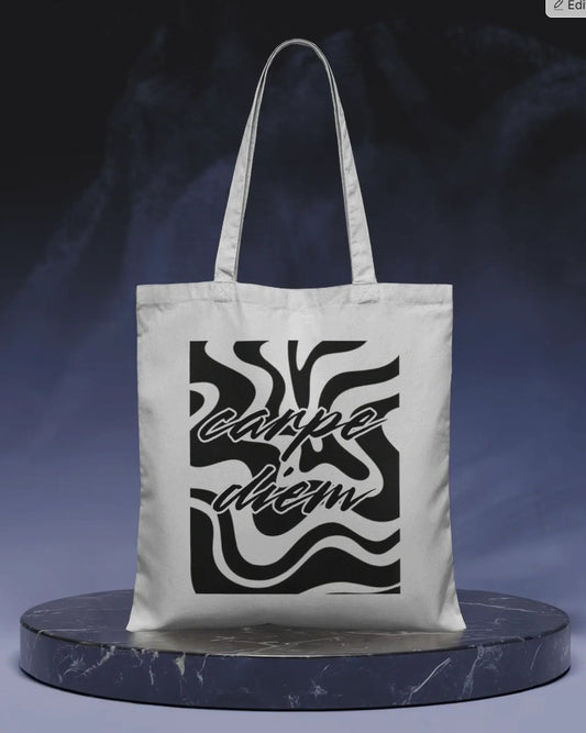 Carpe Diem Tote Bag With Zipper by @pa3print