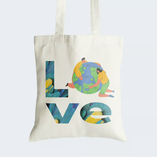 Elevate your style and promote love for the planet with our "LOVE" Cotton Canvas Tote Bag. This tote features the word "LOVE," where the 'O' is replaced by an Earth, symbolizing global unity and environmental care. Crafted for durability and style, it includes a secure zipper closure for daily convenience. Carry the message of love for the Earth with our impactful Cotton Canvas Tote Bag. Order yours today and spread the love for our planet in style!