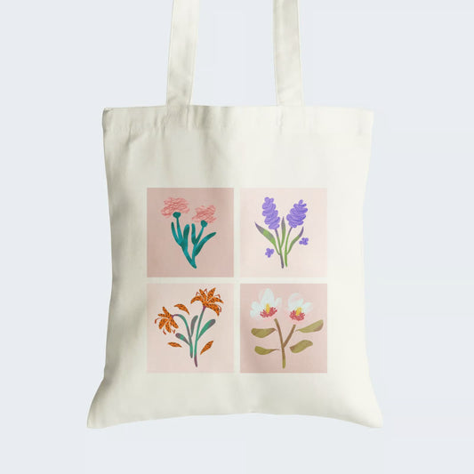  Elevate your style with our "Flower Illustrations" Cotton Canvas Tote Bag, a wearable masterpiece featuring a captivating collage of four vivid watercolor-painted flowers in diverse hues. Crafted for both durability and artistic charm, this tote boasts a secure zipper closure. It's the ideal accessory for art enthusiasts and nature lovers alike. Celebrate the beauty of botanical art and elevate your fashion game with our "Flower Illustrations" Cotton Canvas Tote Bag. Order yours today!